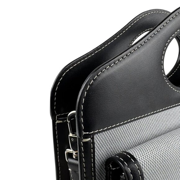 Auth BURBERRY Handbag Shoulder Bag Blue/Black Canvas/Leather/Silvertone - z4342 - Picture 6 of 12